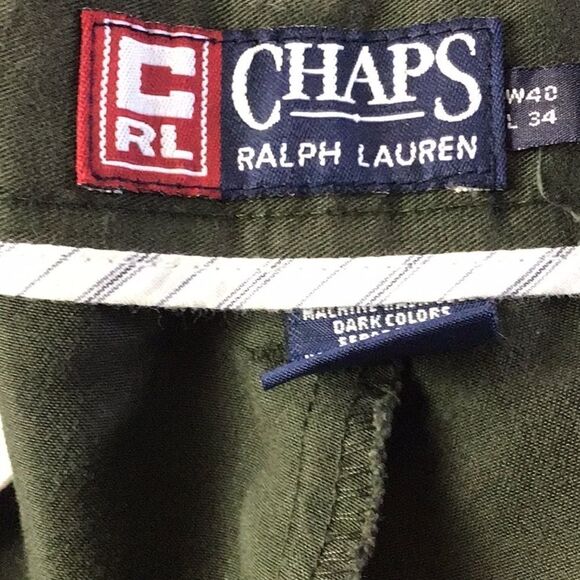 Chaps x Ralph Lauren Olive Green Front Pleated Cuffed Slacks Men’s 40x34 - Picture 5 of 8